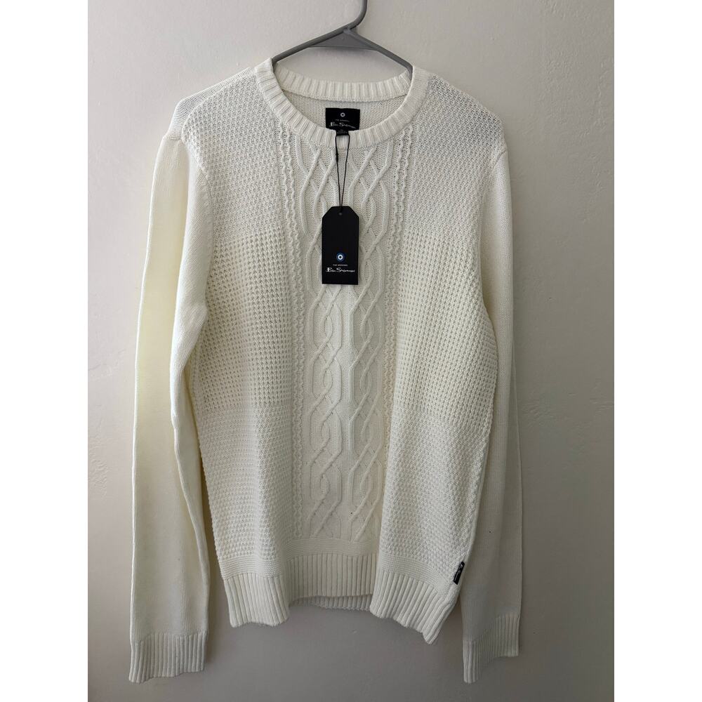 Ben Sherman – Cable Knit Crewneck Sweater – Ivory – Unisex Medium – NWT
